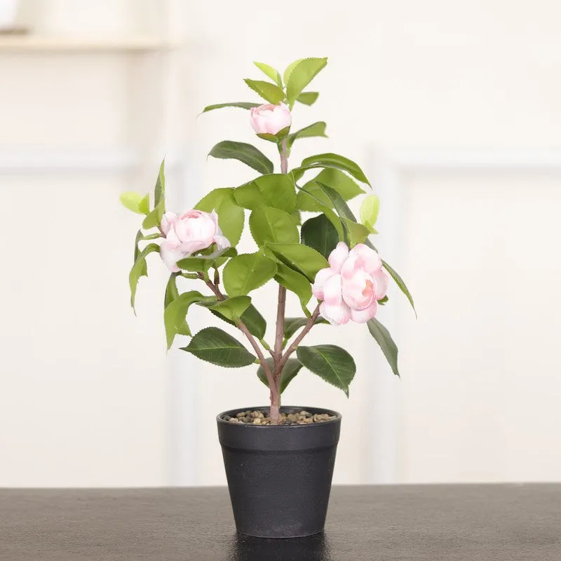 Artificial Pink Flower Plant With Black Fiber Pot - 1.2 Feet media 3