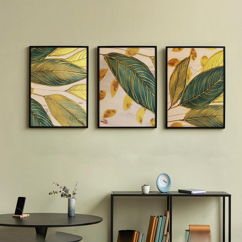 Amber Veins & Leaves Wall Art With Frame - Set Of Three media 4