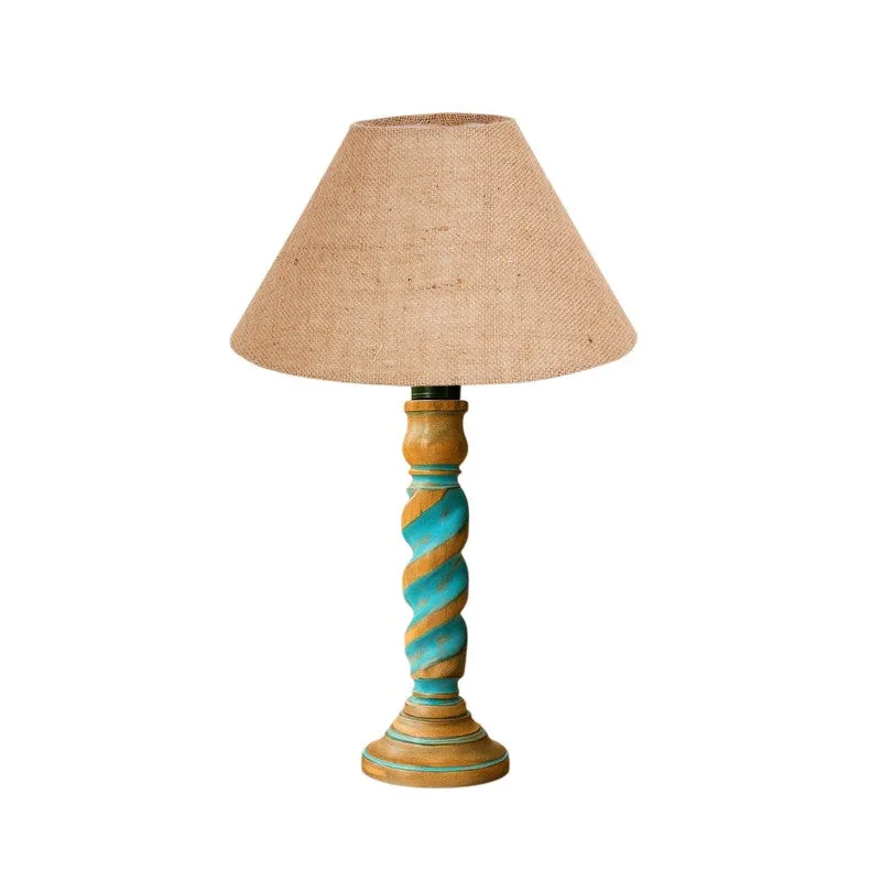 Elara Kyra Wooden Table Lamp - Beige media 5