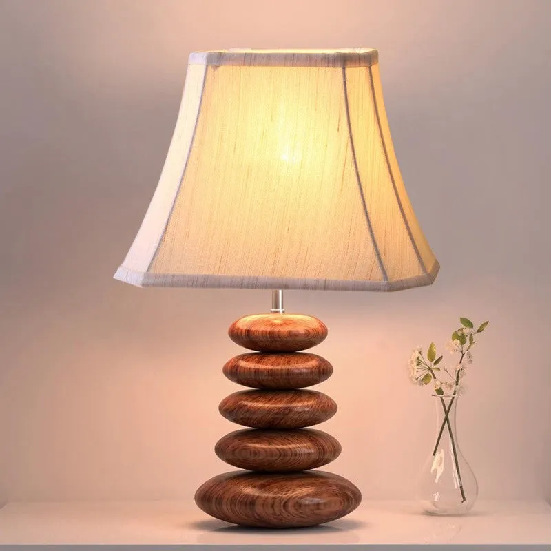 Gloxeva Cotton Table Lamp With Wooden Base - Off White media 6