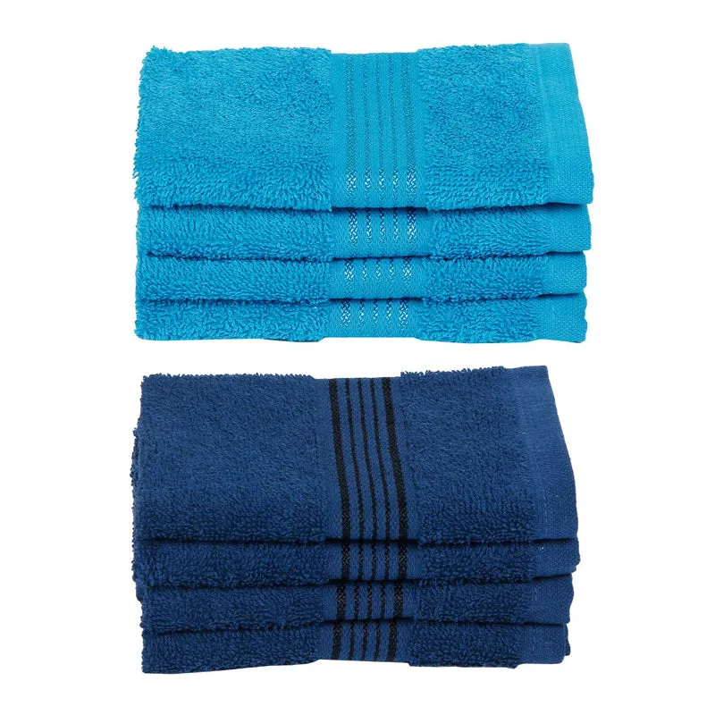 Bodil Face Towel (Sky Blue,Blue) - Set Of Eight media 3