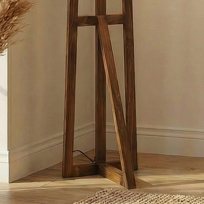 GentleGlow Wooden Floor Lamp - Brown media 5