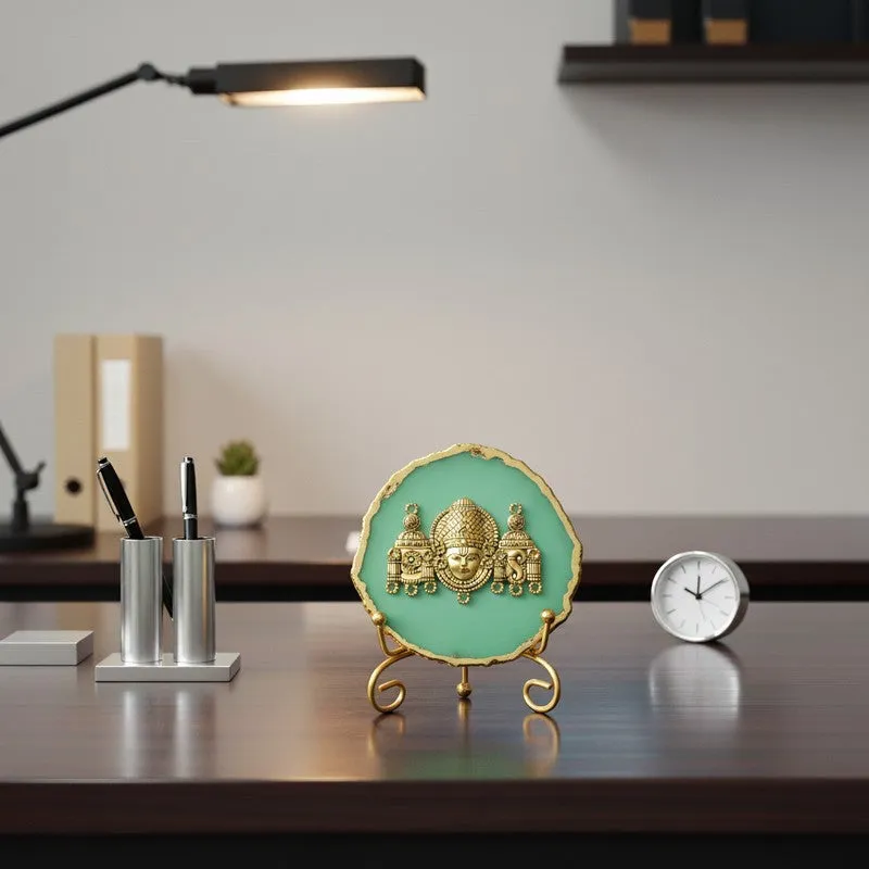 Mahalakshmi Agate Showpiece With Stand - Green media 5