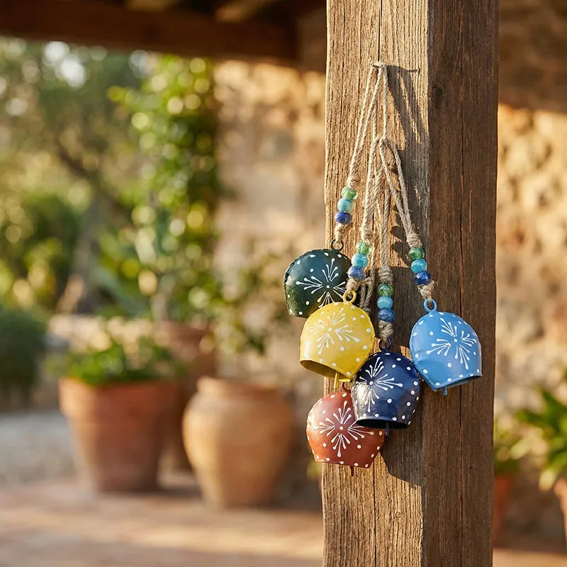 Festive Hue Metal Cowbell Windchime - Set of Five media 1