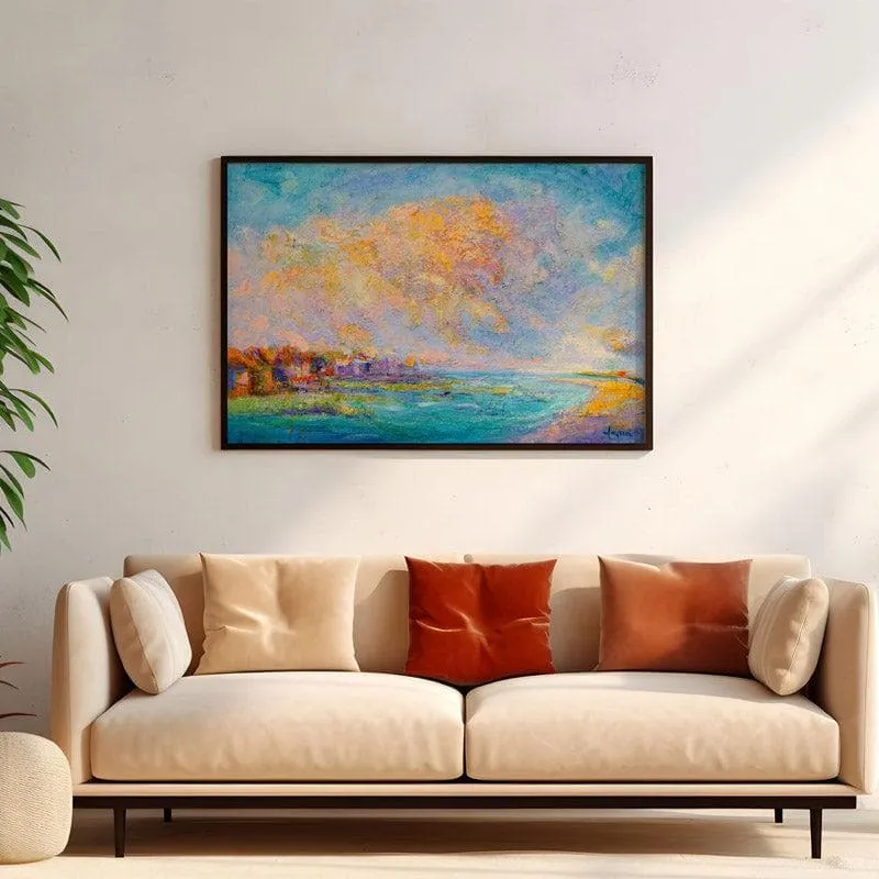 Radiant Scape Canvas Wall Painting - Black Frame media 4