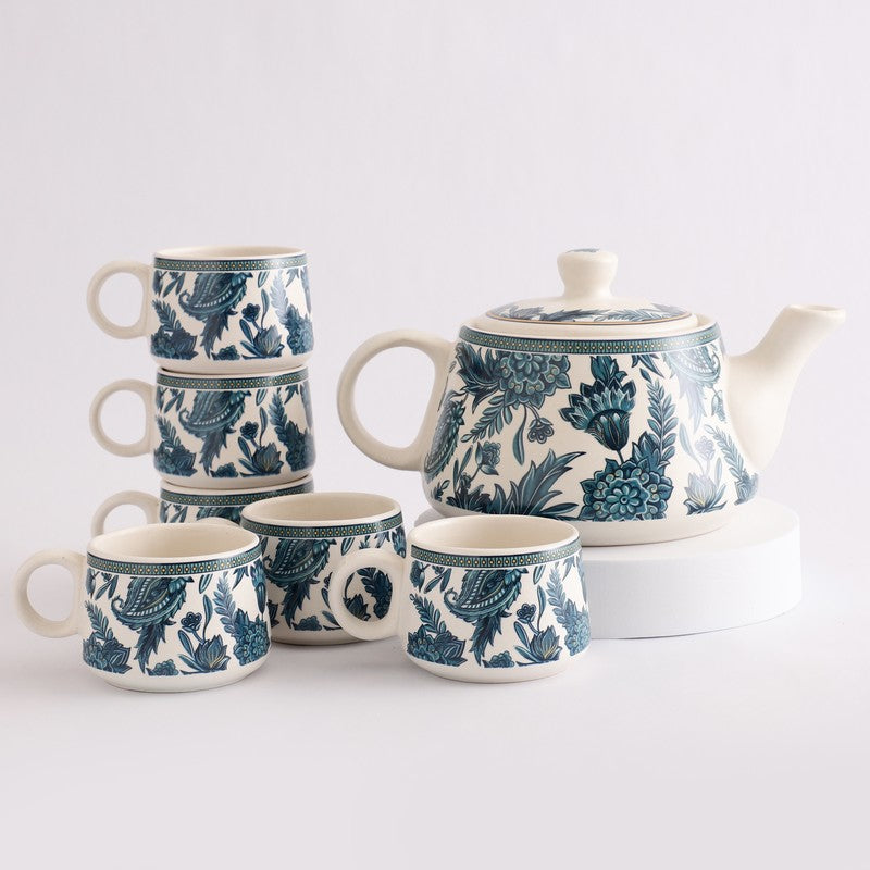 Indiblue Stoneware Tea Pot Set - Seven Piece Set media 3