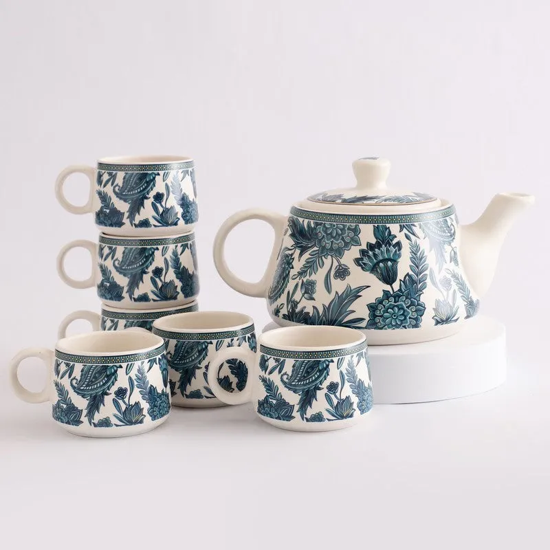 Indiblue Stoneware Tea Pot Set - Seven Piece Set media 3