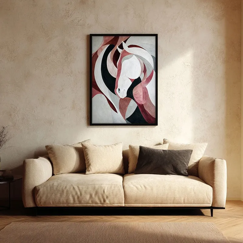 Ethereal Flow Horse Wall Painting With Black Frame media 1