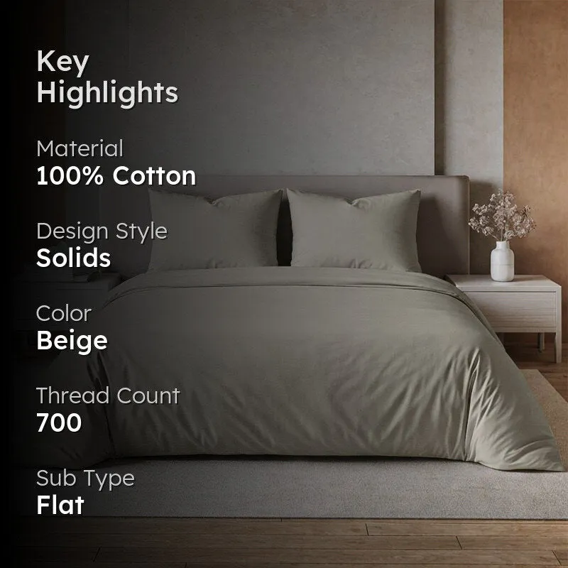 Maison Neo Solid Cotton Bedsheet (Beige) - 700 TC media 2