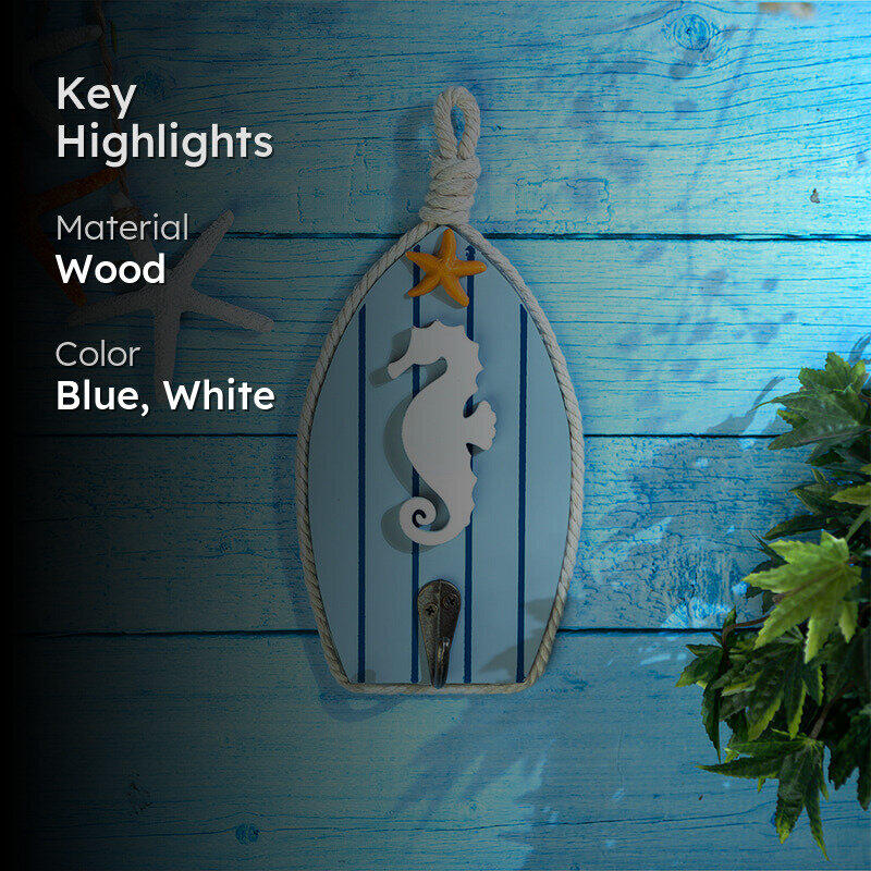 Sea Horse Perch Wood Wall Hook media 2