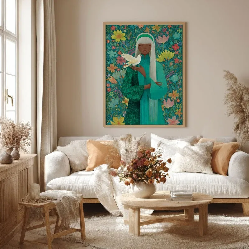 Dove Whisper Canvas Wall Painting - Brown Frame media 4