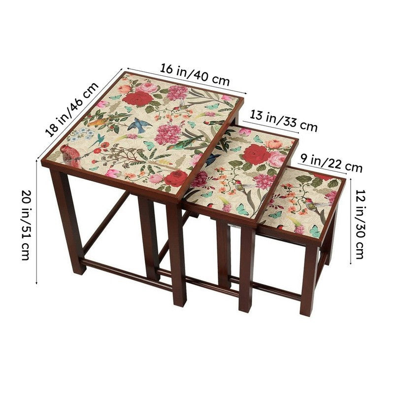 India Circus Teak Wood Bird Nesting Stool - Set Of Three media 7