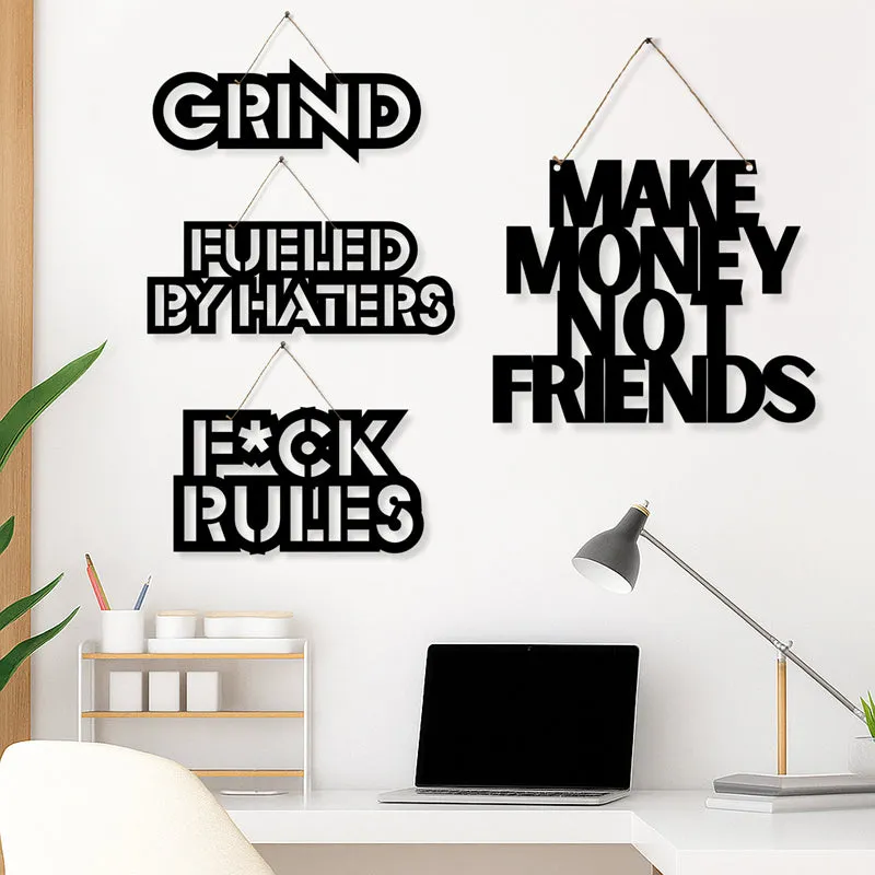 Make Money Typography Iron Wall Accent - Set Of Four media 1