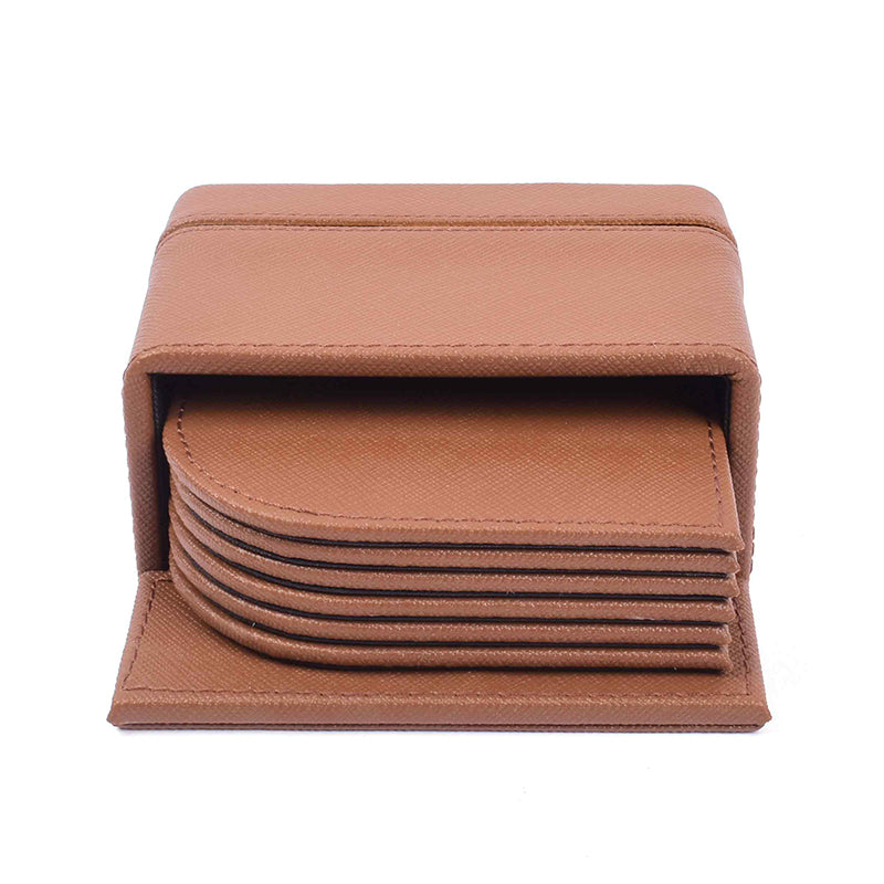 Ceastra Faux Leather Coaster (Brown) - Seven Piece Set media 3