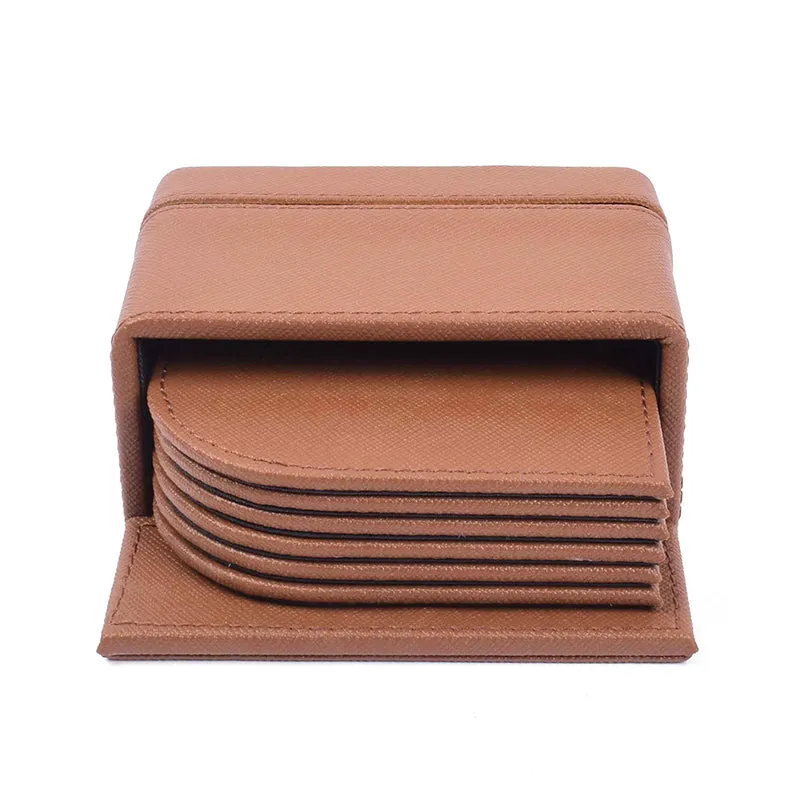 Ceastra Faux Leather Coaster (Brown) - Seven Piece Set media 3