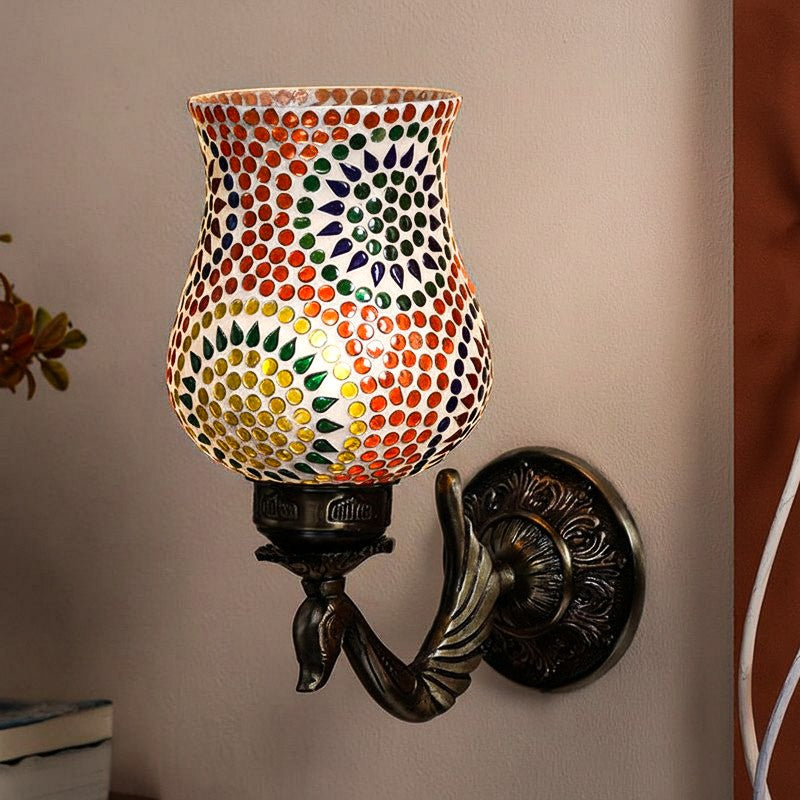 Elva Retro Mosaic Glass & Metal Wall Lamp