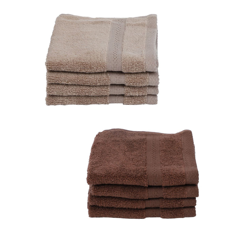 Miorah Face Towel (Beige & Brown) - Set Of Eight media 4
