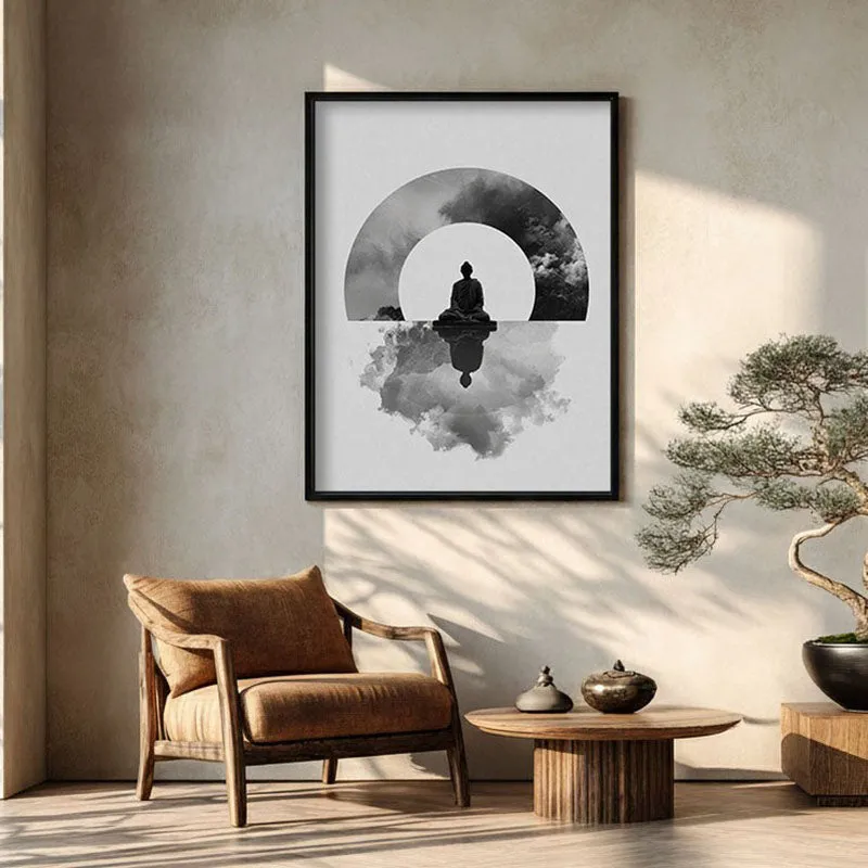 Whispers of Zen Buddha wall Painting With Black Frame media 1