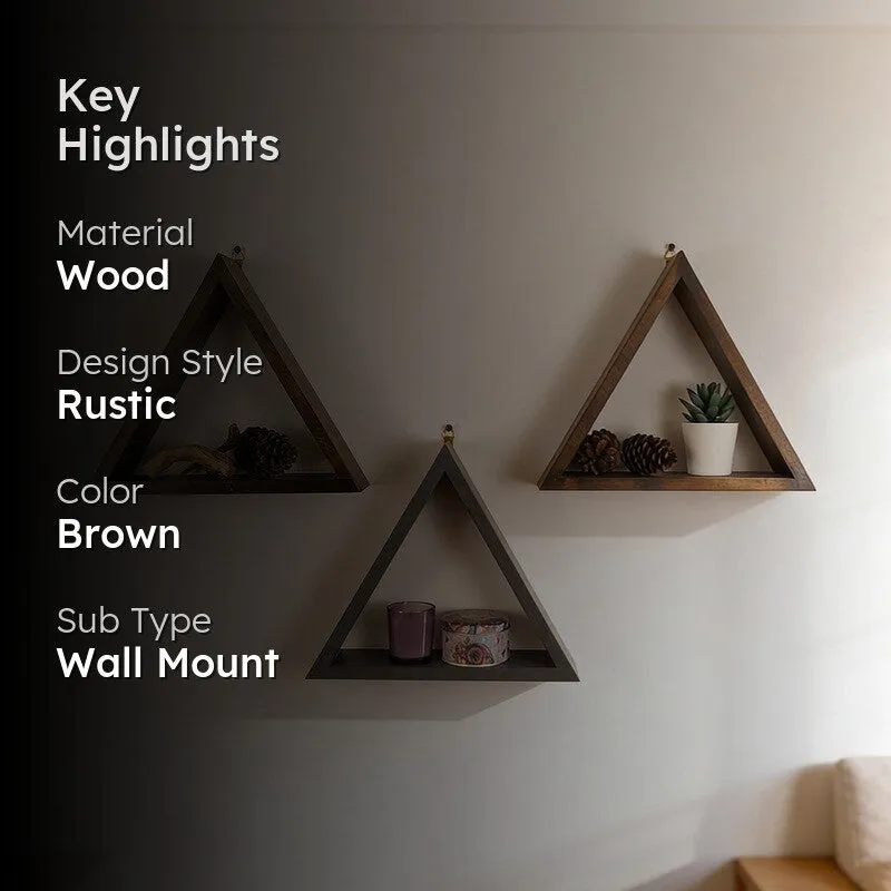 Noirwood III Triangular Set of 3 Wooden Wall Shelves media 2
