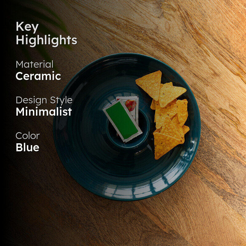 Teal Twinkle Ceramic Chip & Dip Platter media 2