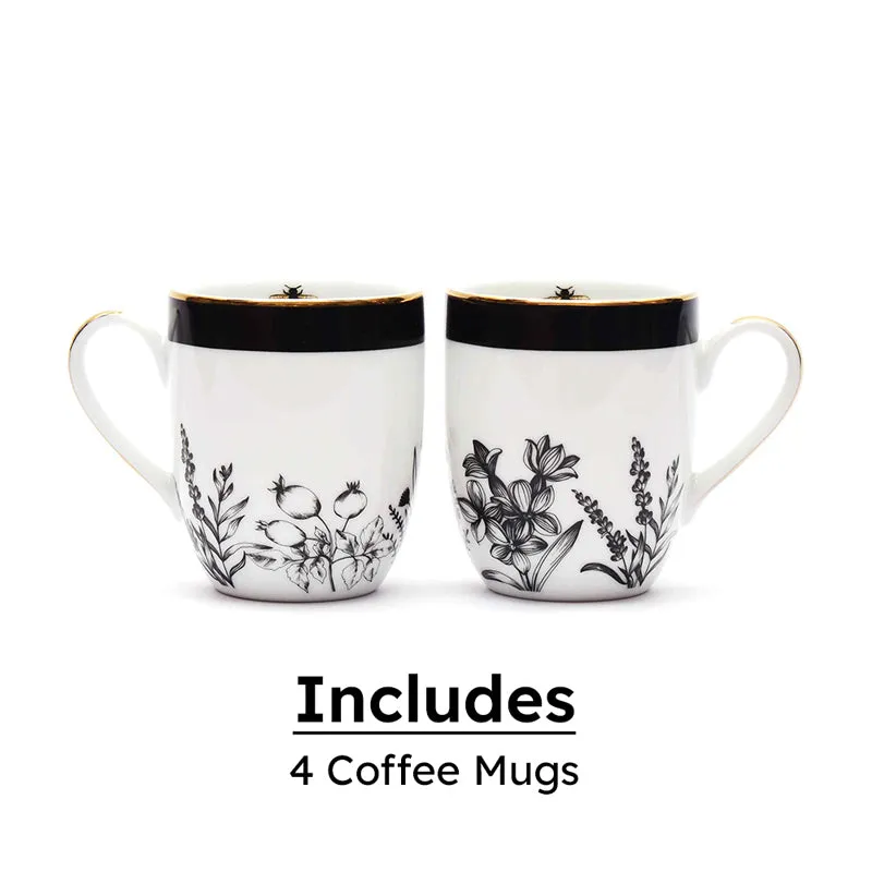Gilded Bee Coupe 24k Gold Brushed Porcelain Coffee Mug (280 mL Each) - Set Of Four media 5