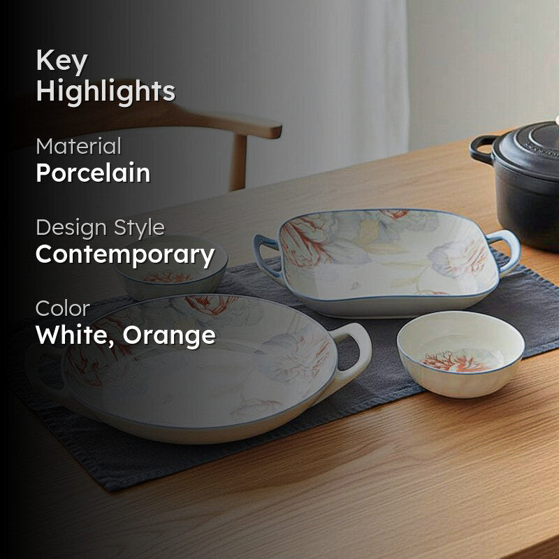 Mida Floral Porcelain Serving Set - Four Piece Set media 2
