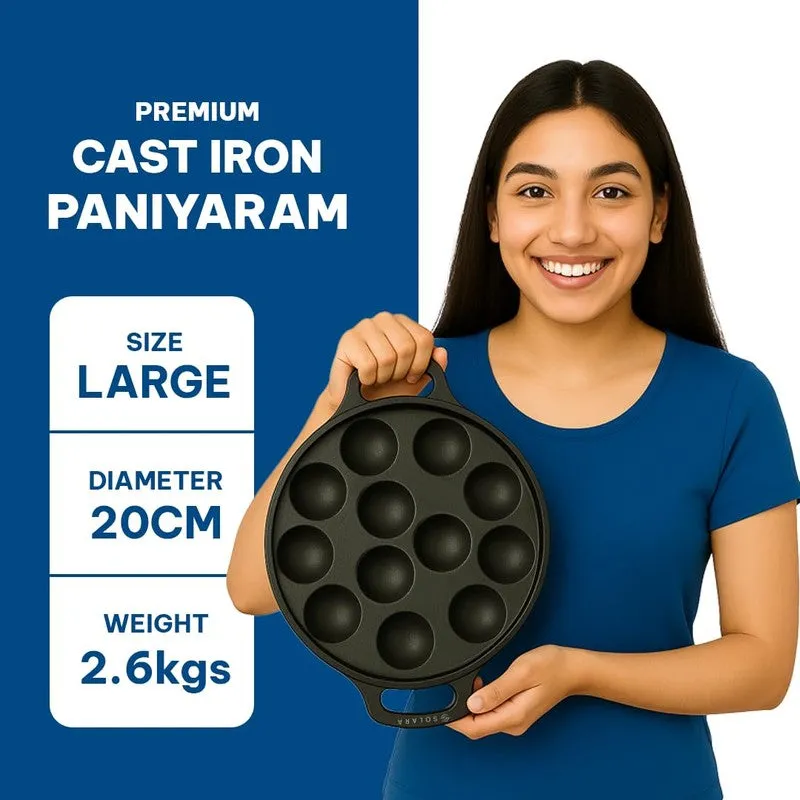 Solara Brewora Round Cast Iron Paniyaram Pan media 8