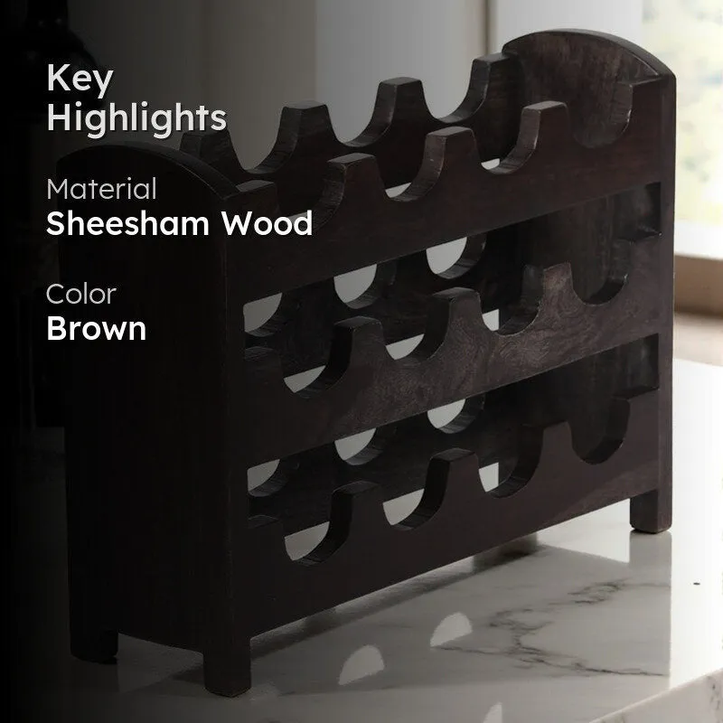 Yverox Sheesham Wooden Wine Rack - Black media 2