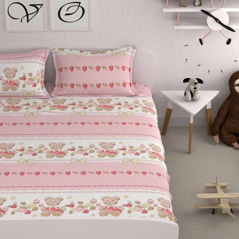 Teddy Love Printed Microfiber Bedsheet - 180 GSM media 4