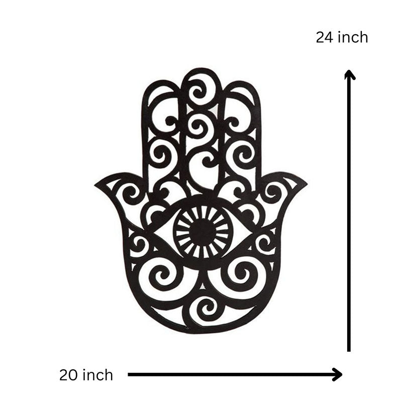 Hamsa Spiritual Black Iron Wall Accent media 5