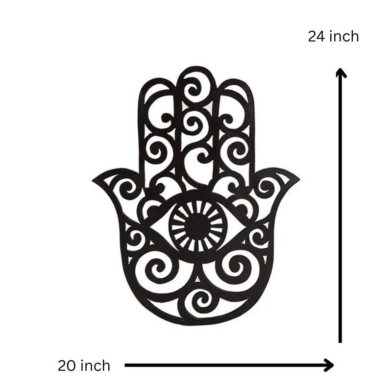 Hamsa Spiritual Black Iron Wall Accent media 5