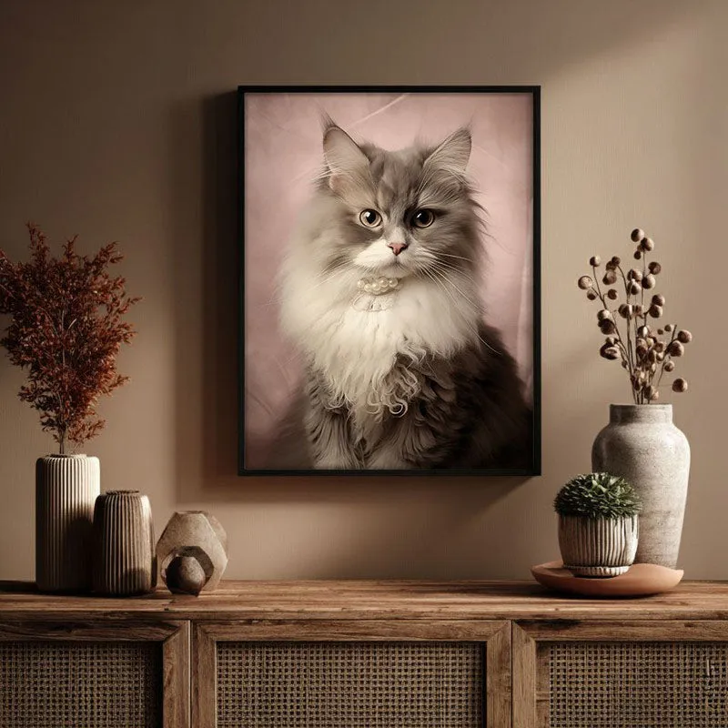 Cat Portrait Archival Canvas Wall Art - Black Frame media 3