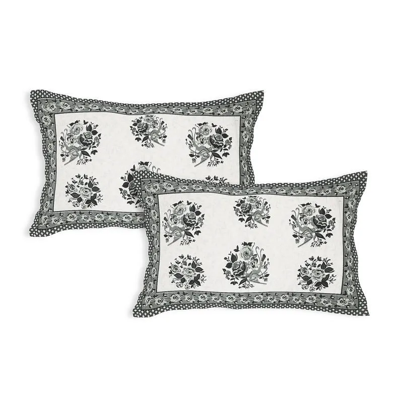 Bhuja Floral Cotton Bedsheet (Grey) - 144 TC media 6