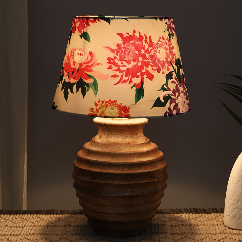 Miyabi Palmer Printed Mango Wood Table Lamp - Multicolor