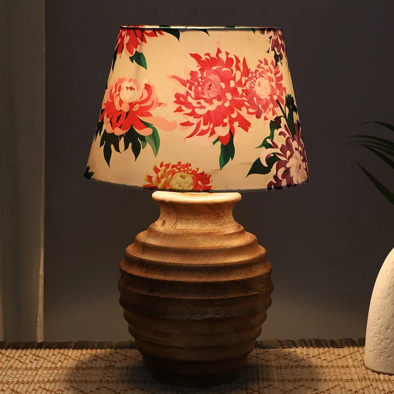 Miyabi Palmer Printed Mango Wood Table Lamp - Multicolor media 1