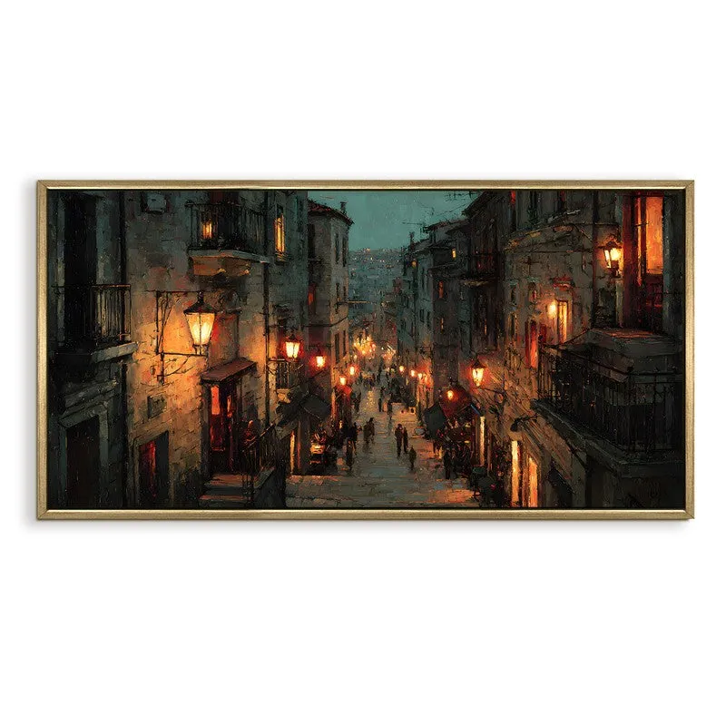 Lantern Alley Canvas Wall Painting With Frame media 3