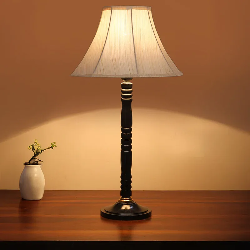 Coral Cove Table Lamp With Wooden Base - White,Black media 2