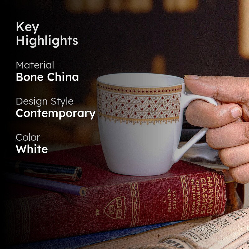 Sonaki Juane Ethnic Bone China Tea Cup (180 mL Each) - Set Of Six media 2