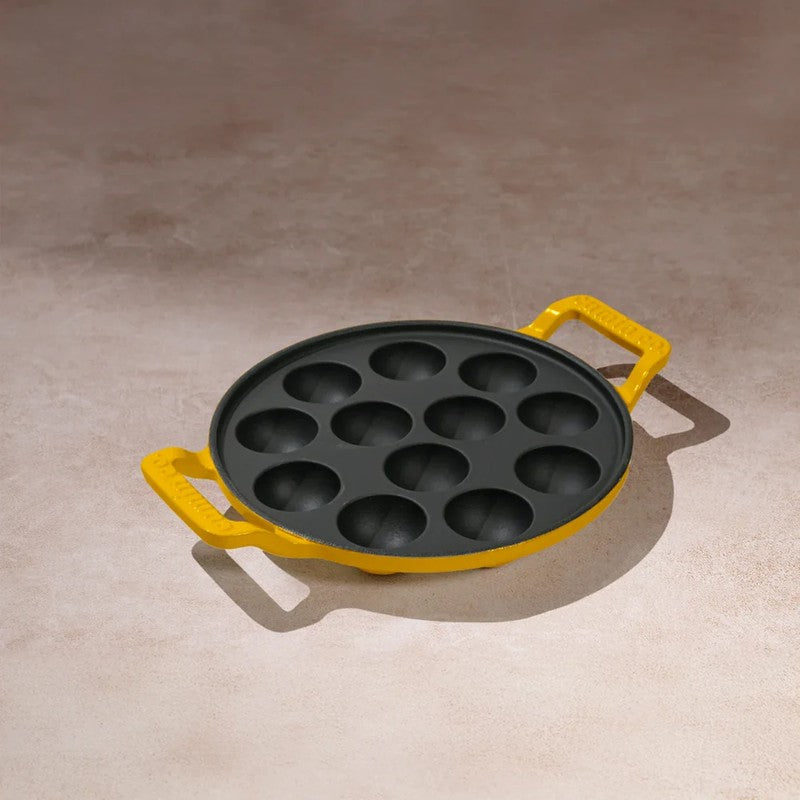 Cumin Co Enamel Cast Iron Paniyaram Pan - Mustard media 5