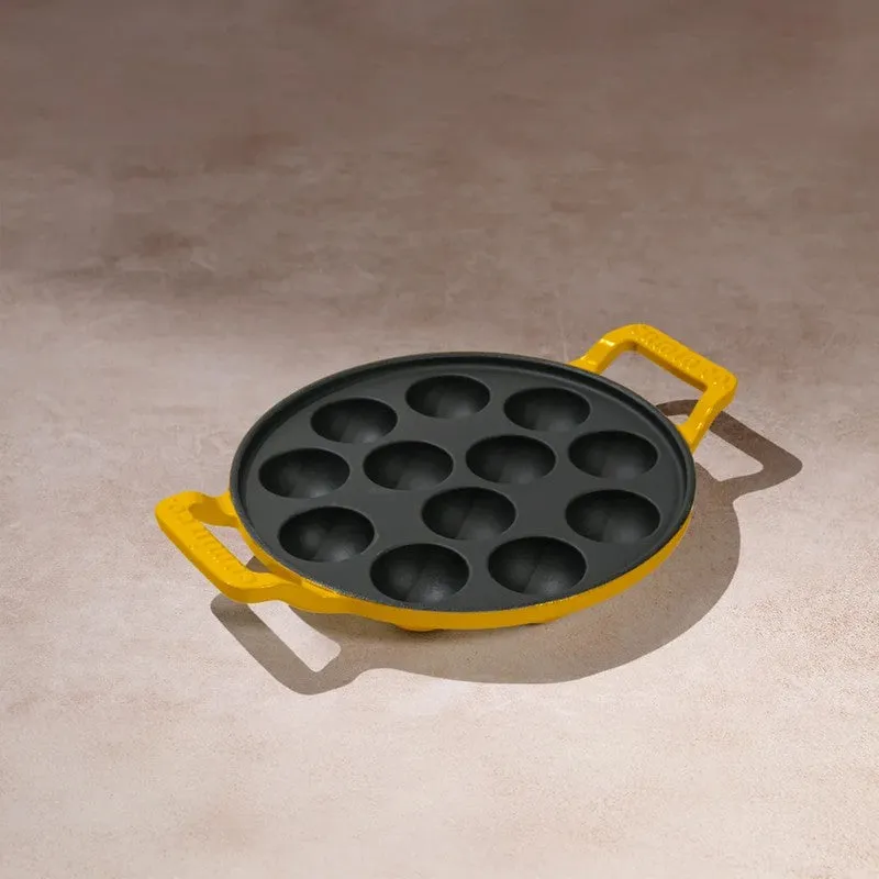 Cumin Co Enamel Cast Iron Paniyaram Pan - Mustard media 5