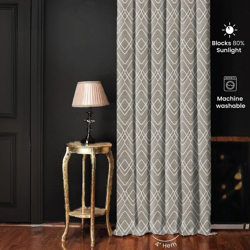 Urban Space Zigzag Brown Polyester Curtains - Set Of Two media 5