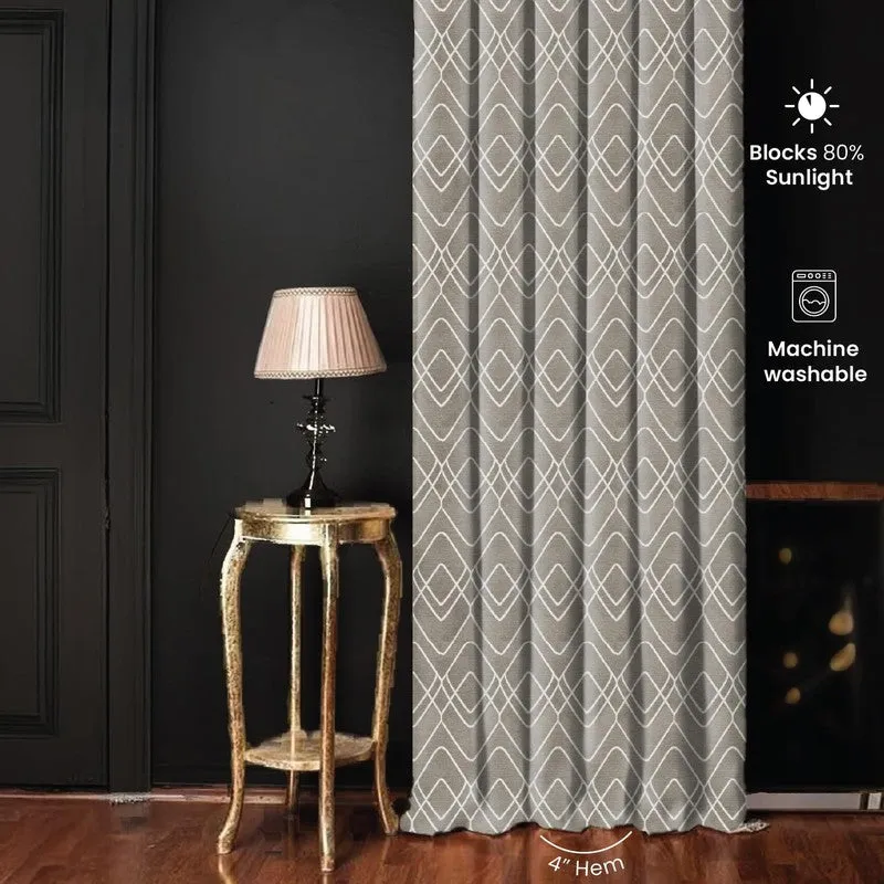 Urban Space Zigzag Brown Polyester Curtains - Set Of Two media 5