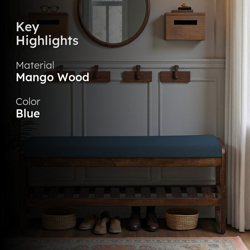 Tread Mango Wood Shoe Rack - Blue media 2