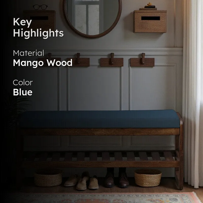 Tread Mango Wood Shoe Rack - Blue media 2