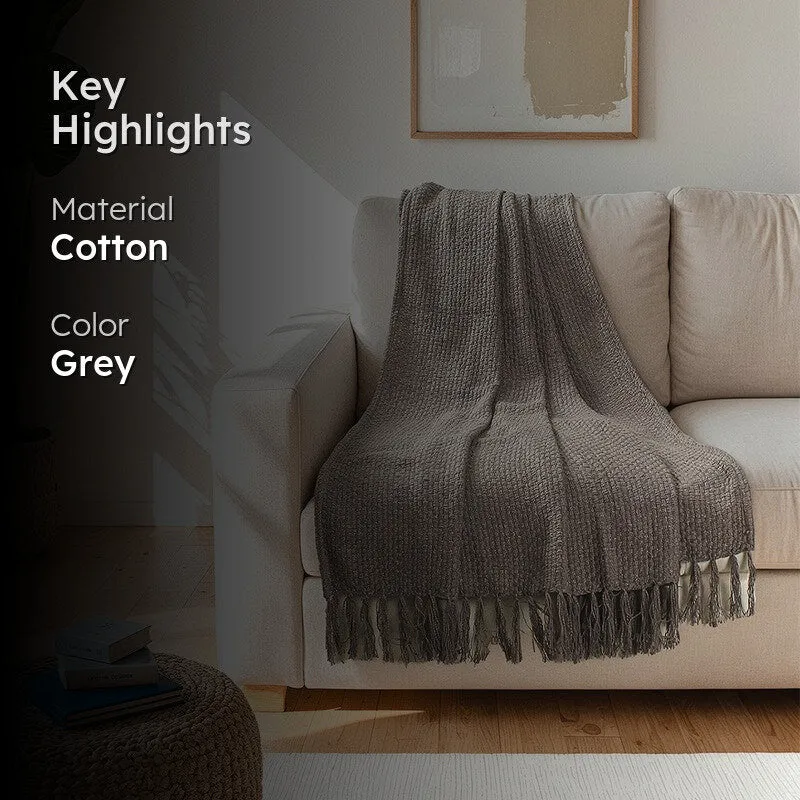 Contemporary Woven Throw Grey media 2