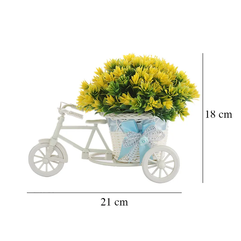 Faux Yellow Leaf Plant On Mini Cycle Rikshaw media 5