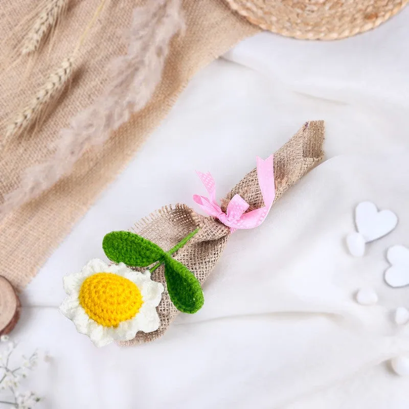 Crochet Handmade Sunflower Bouquet - White media 1