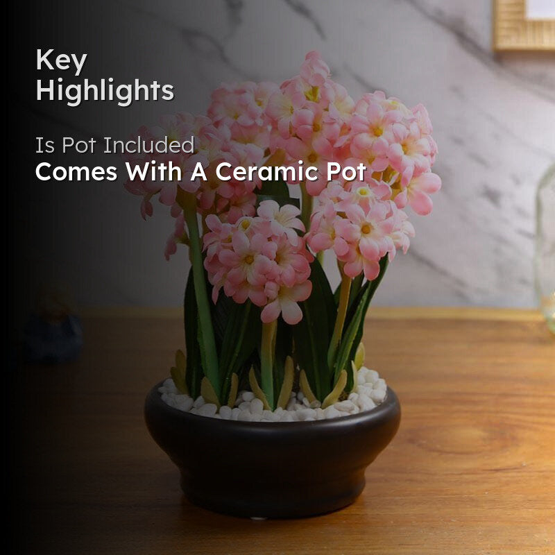 Faux Hyacinth Bonsai In Ceramic Pot (26 cms) - Baby Pink media 2