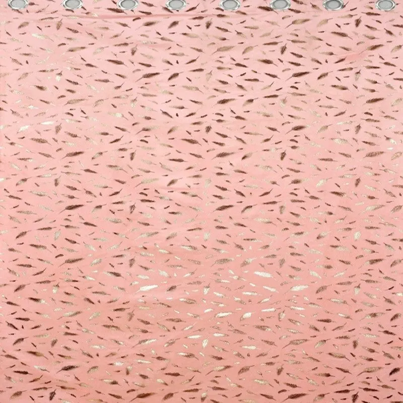 Glow Mist Printed Velvet Curtain - Pink,Gold media 4