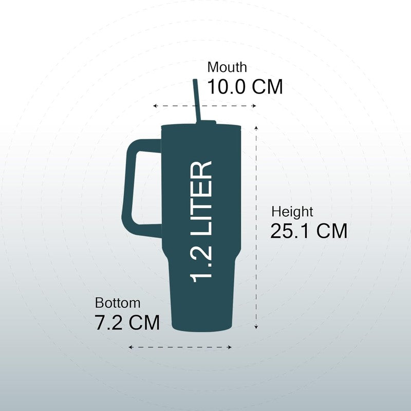 Solara Urban Chill Stainless Steel Tumbler (1200 ML) - Dark Green media 8